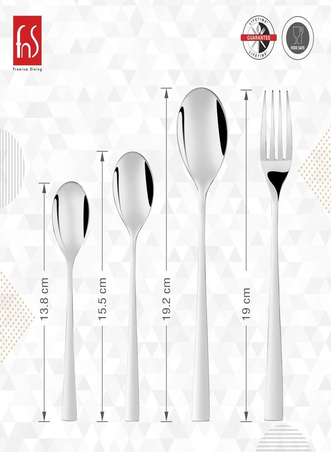 FnS Slim Line Premium Stainless Steel 24 pcs Cutlery Set with Hanging Stand (6 Dinner Spoons, 6 Dinner Forks, 6 Tea Spoons & 6 Baby Spoons & 1 Cutlery Stand) - Image 5